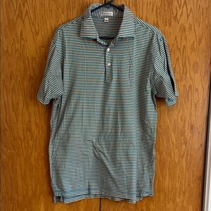 Peter Millar Men's Polo in orange and teal Stripes